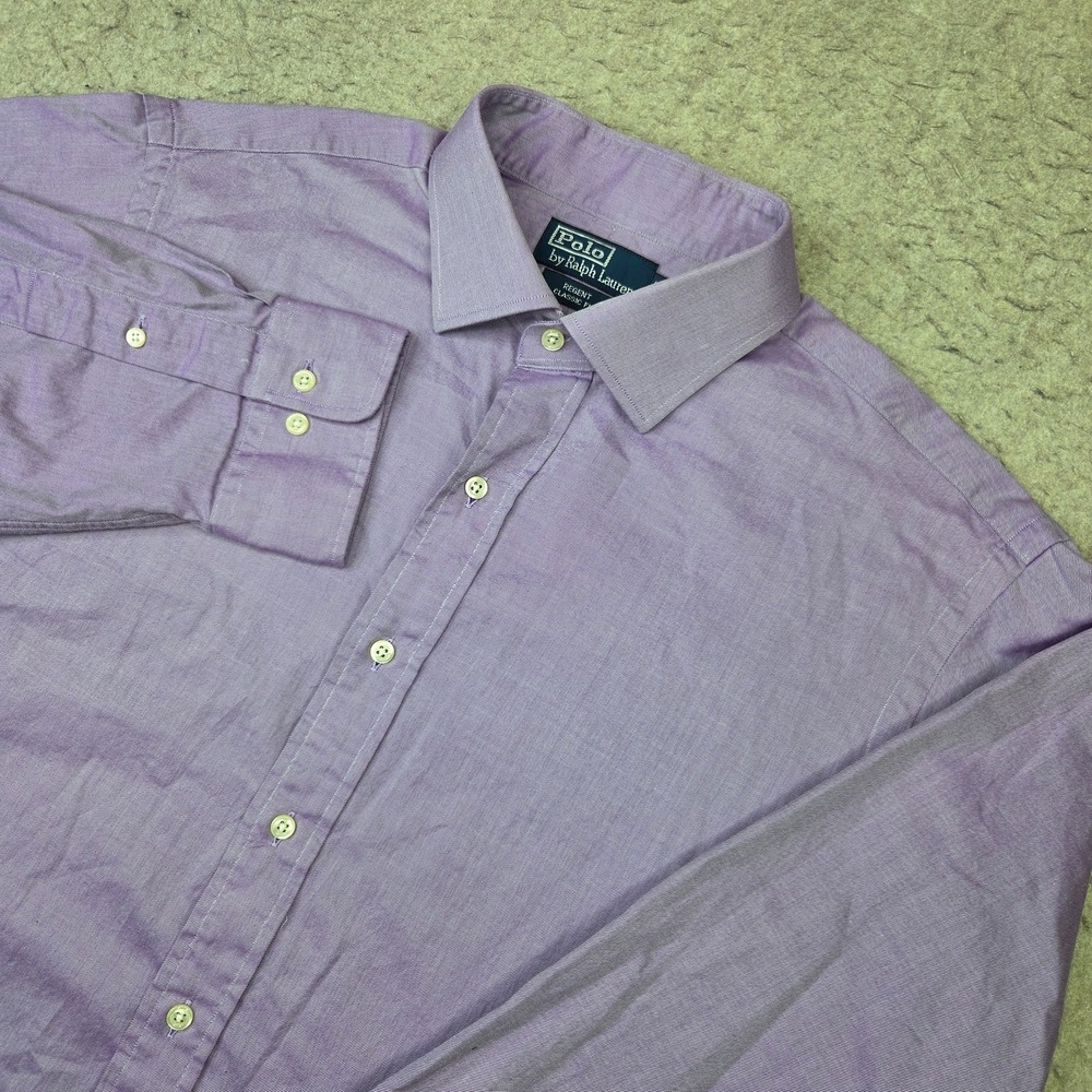 Polo Ralph Lauren Regent Shirt Men 17 34/35 Purple Long Sleeve Button Up Classic